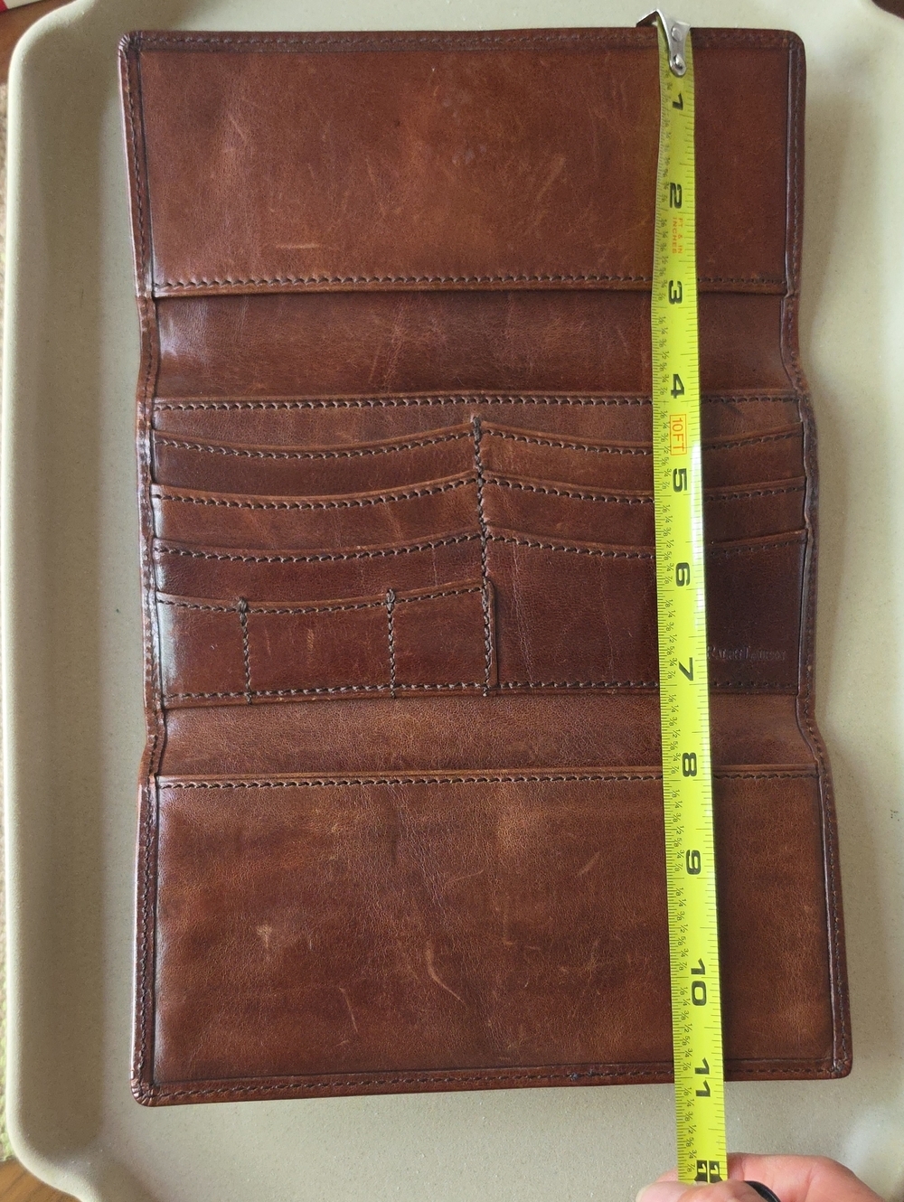 Ralph Lauren Cognac Brown Leather Clasp Wallet - Picture 14 of 14